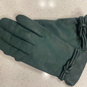 Wilsons House of Suede Vintage Leather Green Womens Gloves Size L